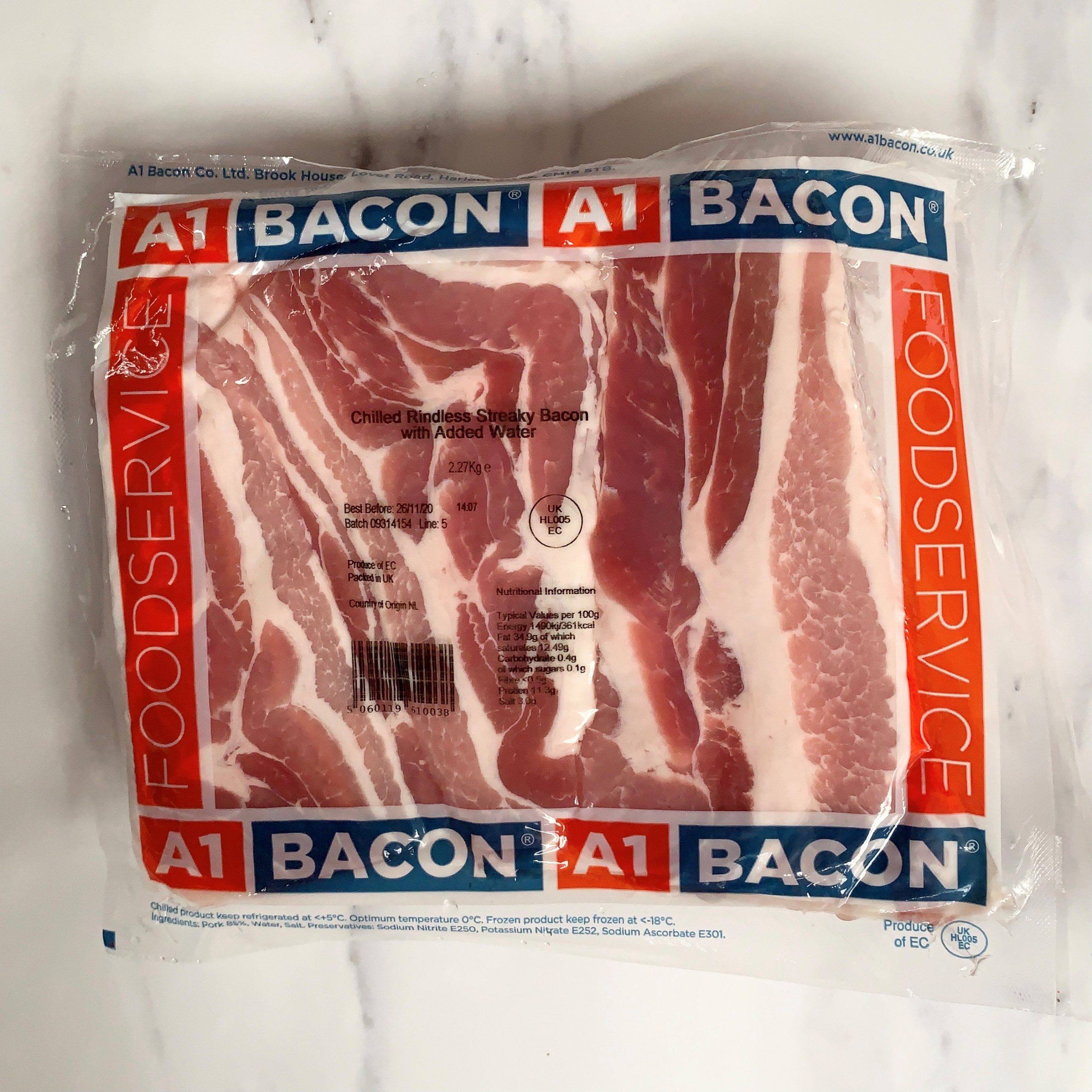 Unsmoked Streaky Bacon – 2.27kg