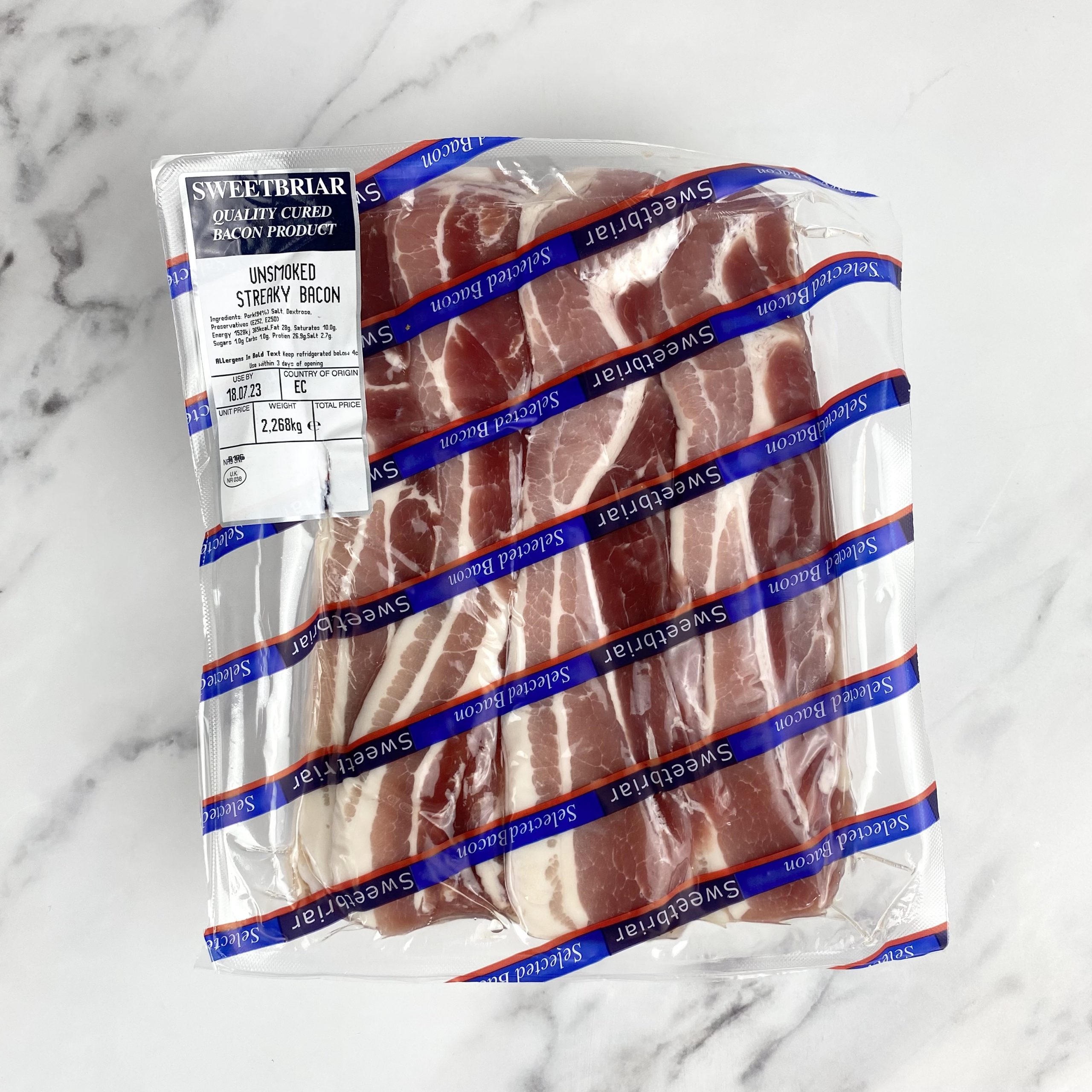 Unsmoked Streaky Bacon – 2.27kg