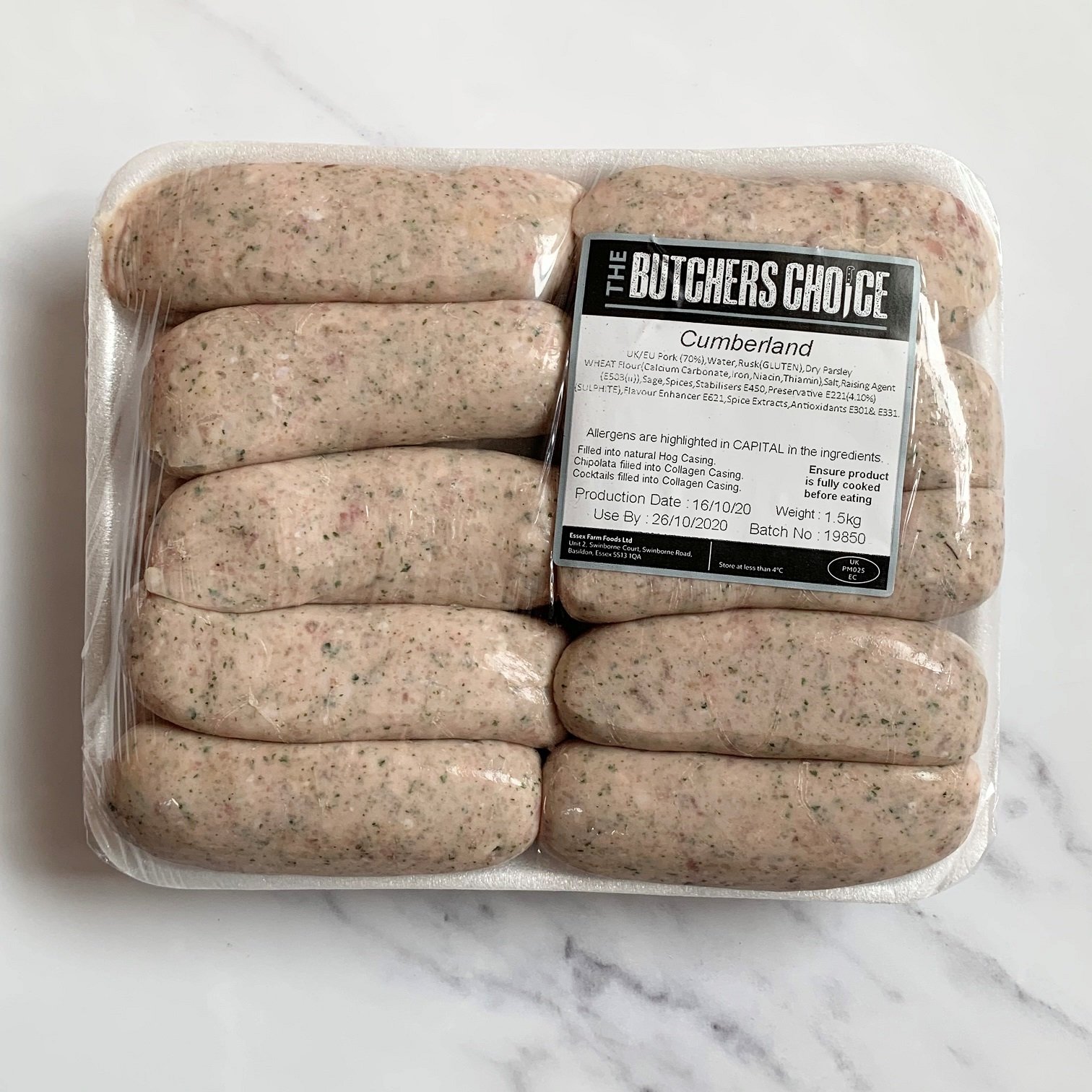 Butcher’s Cumberland Sausages (raw 6’s) – 1.5kg
