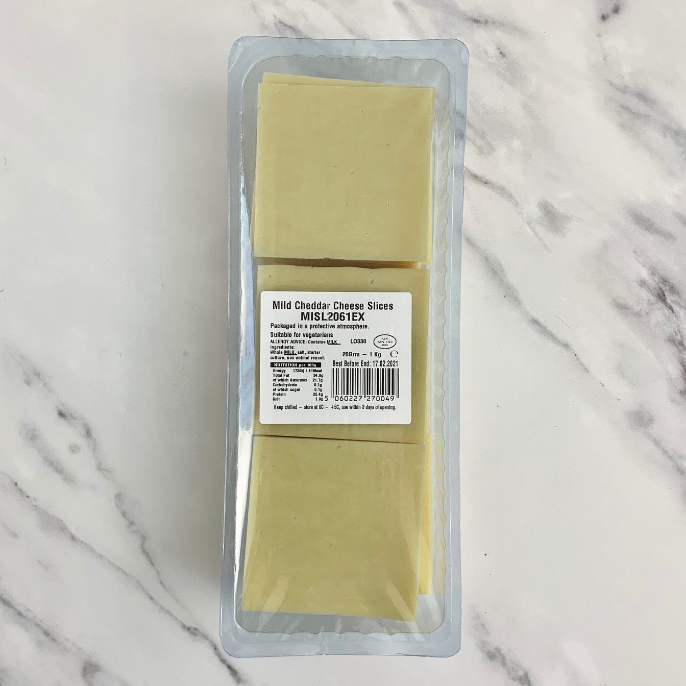Sliced Mild Cheddar Cheese – 1kg