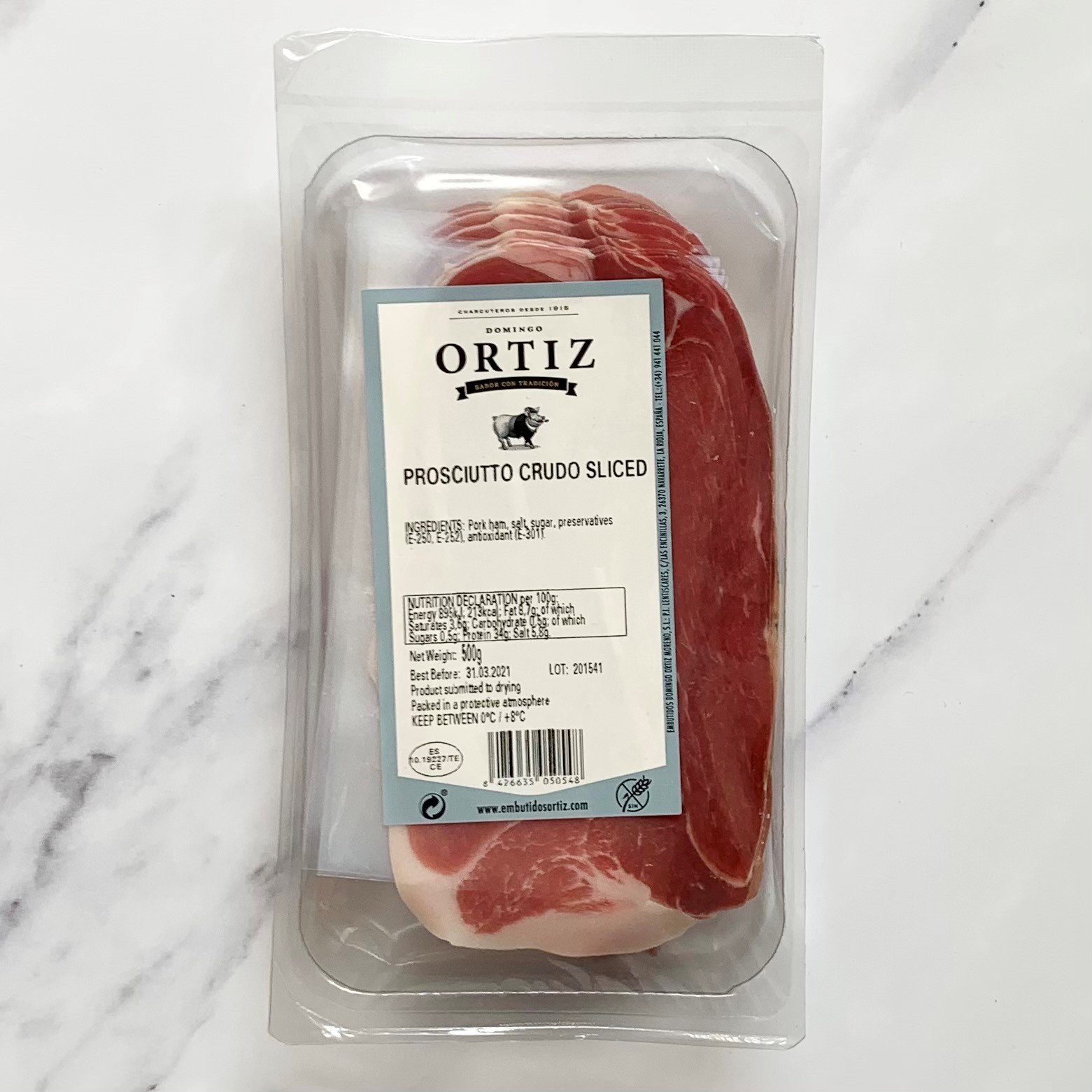 Ortiz Sliced Prosciutto Crudo – 500g