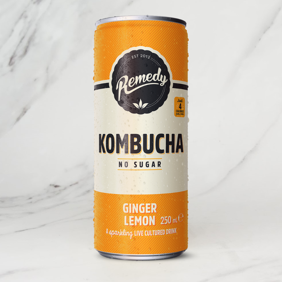 Remedy Ginger Lemon Kombucha - 12 x 250ml | Food Republic