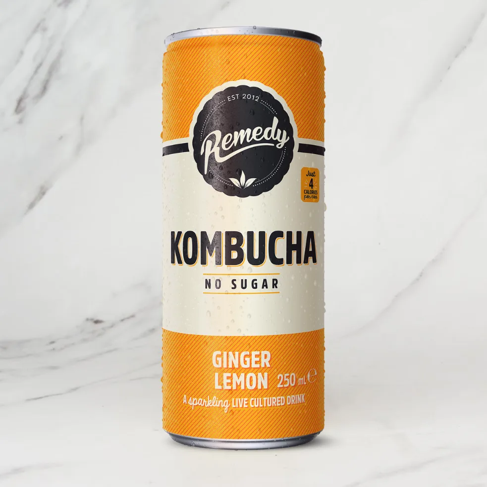 Remedy Ginger Lemon Kombucha – 12 x 250ml
