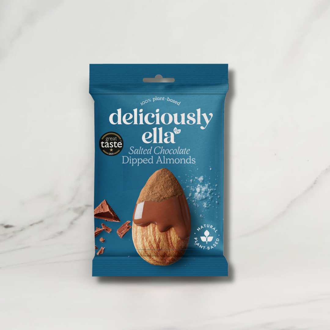 Deliciously Ella Salted Chocolate Dipped Almonds – 12 x 27g