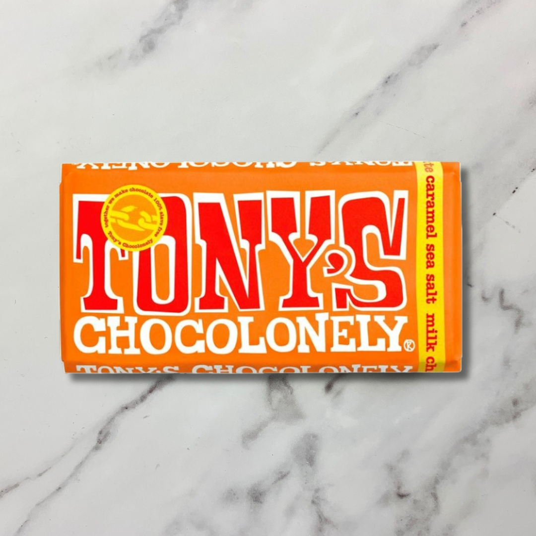 Tony’s Chocolonely Milk Caramel Sea Salt Bar – 35 x 50g