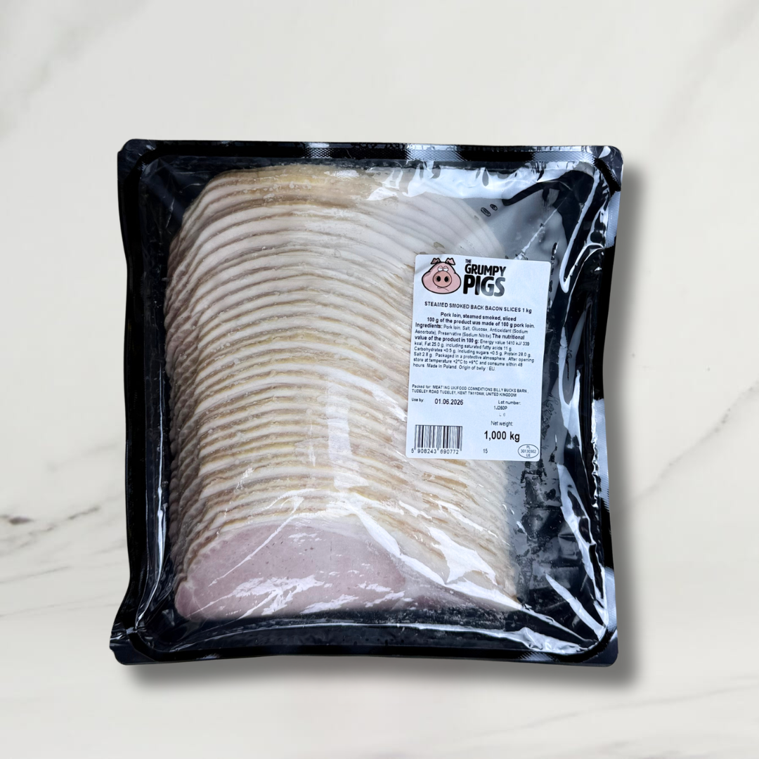 Back Steamed Smoked Sliced Bacon – 1kg